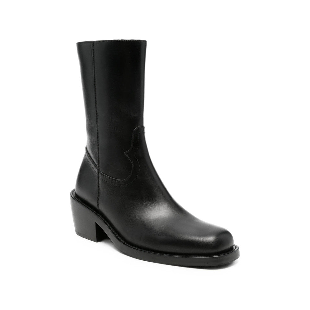 Black Solid Western-Style Boots 3