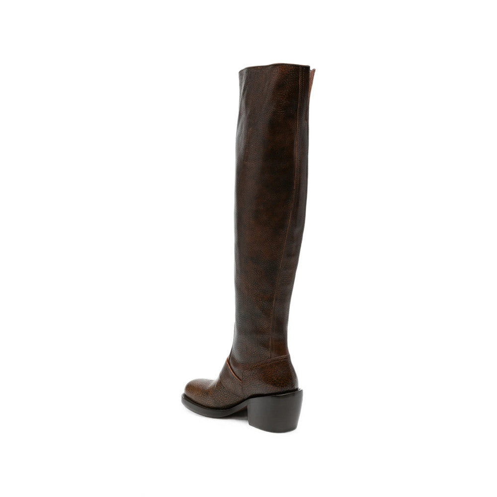 Brown Textured Tall Boots 2