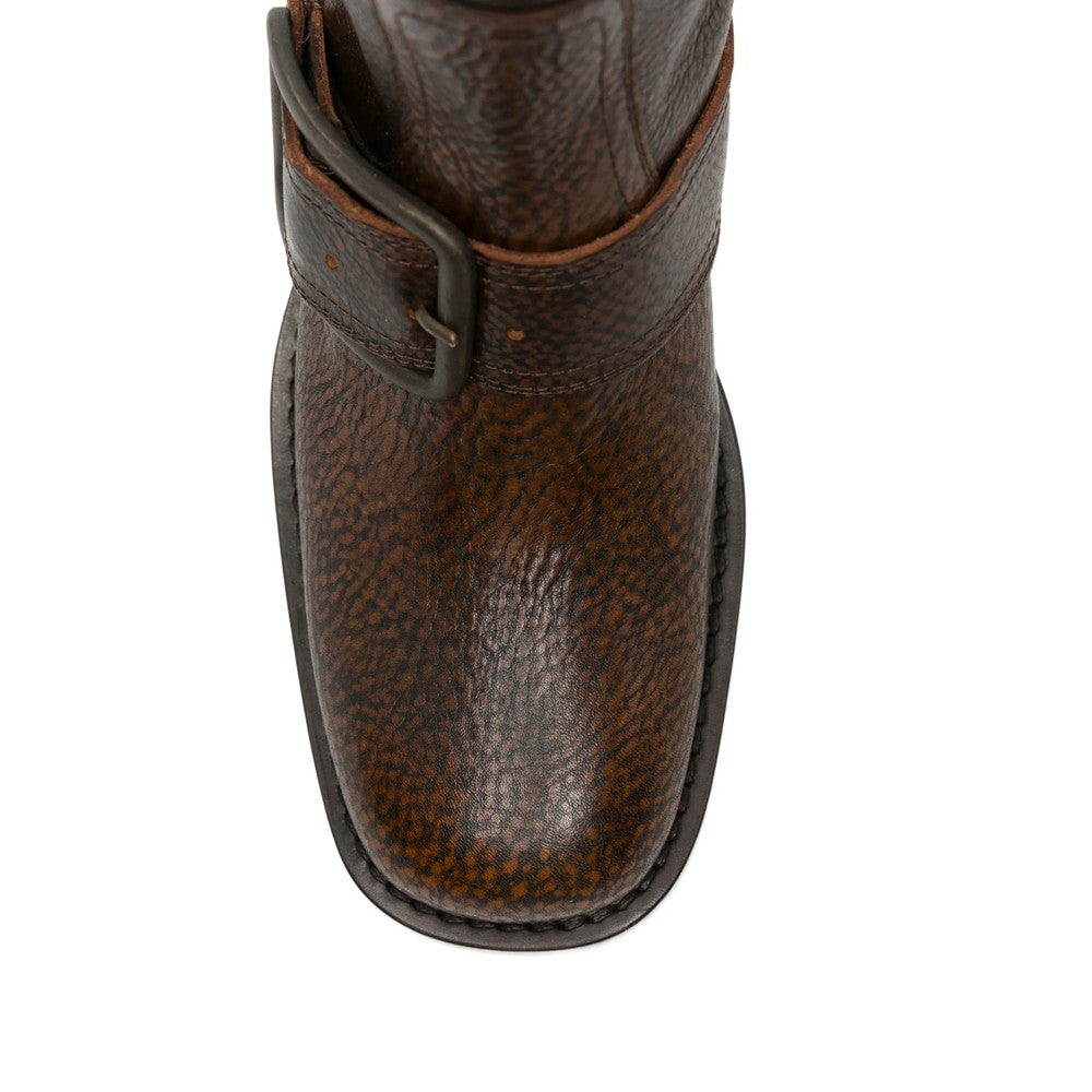 Brown Textured Tall Boots 4