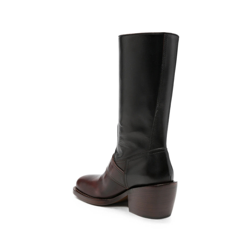 Black Brushed Leather Boots 2