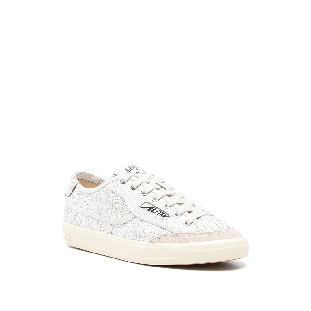 White Textured Cracked Sneakers 2