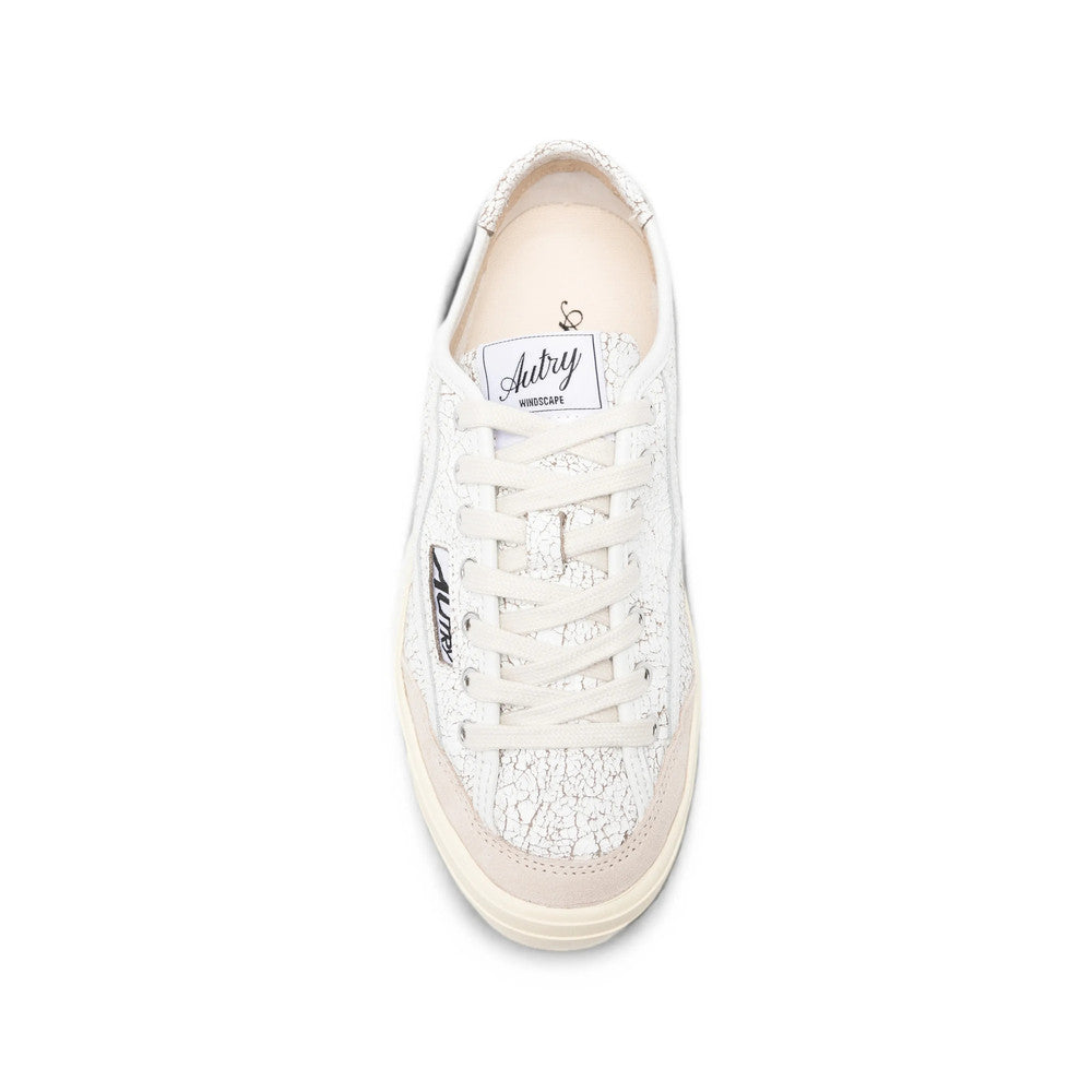 White Textured Cracked Sneakers 3