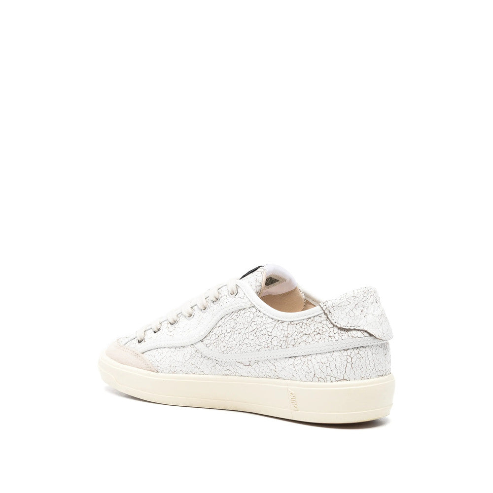 White Textured Cracked Sneakers 4