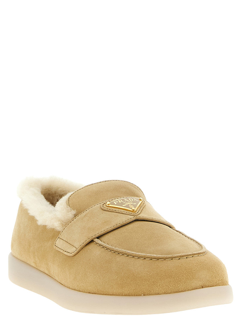 Beige Logo Triangle Loafers 2