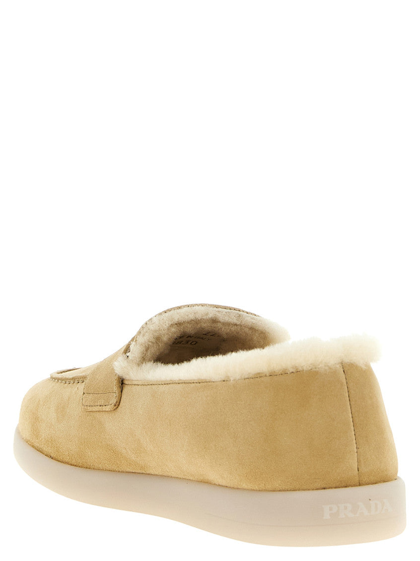 Beige Logo Triangle Loafers 3