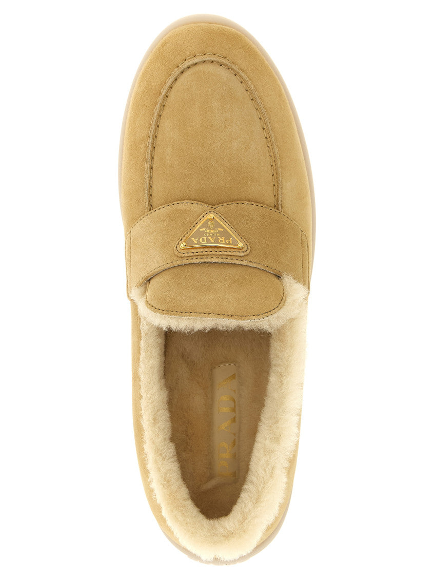 Beige Logo Triangle Loafers 4