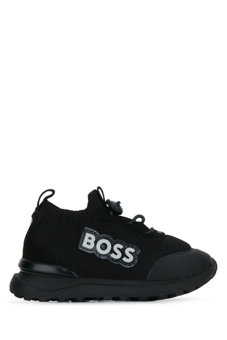 Kids Black Logo Sneakers 1