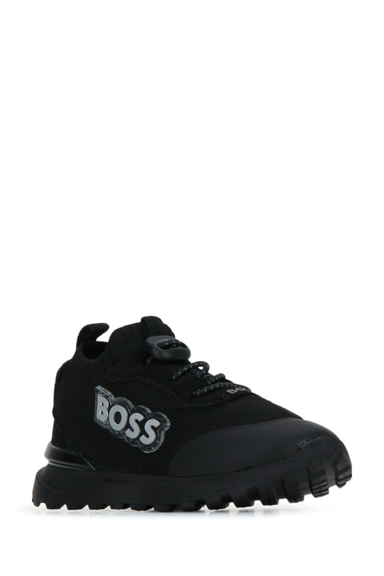 Kids Black Logo Sneakers 2