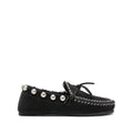 Black Studded Shearling Loafers 1