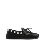 Black Studded Shearling Loafers 1
