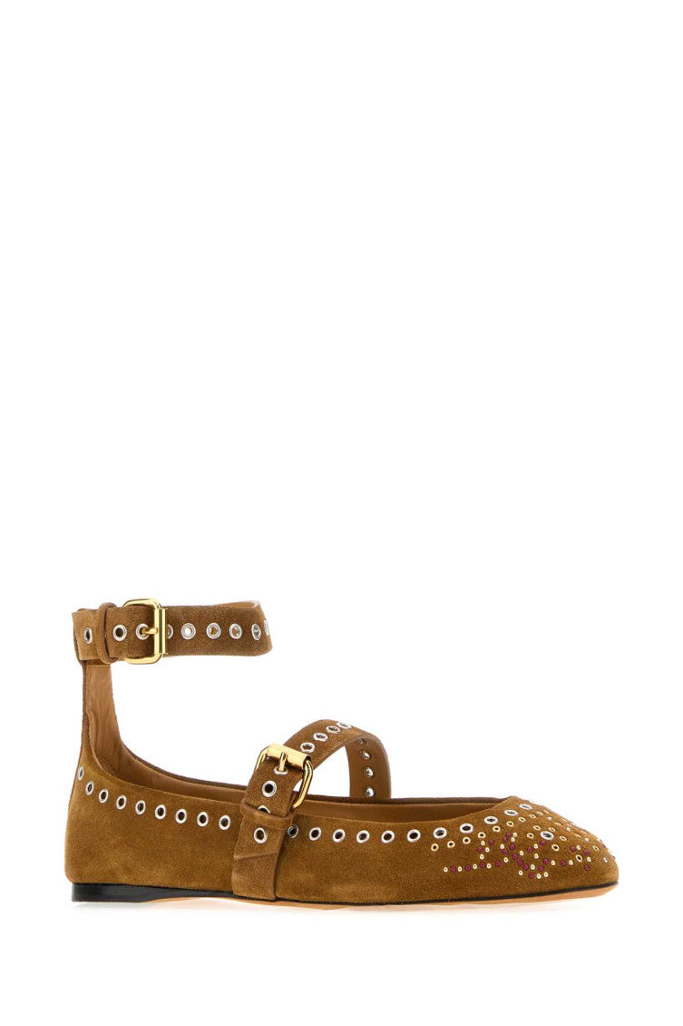 Light Brown Embellished Ballet Flats 2