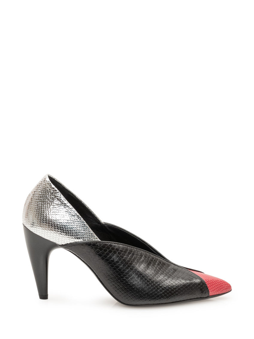 Black Color Block Pumps 1