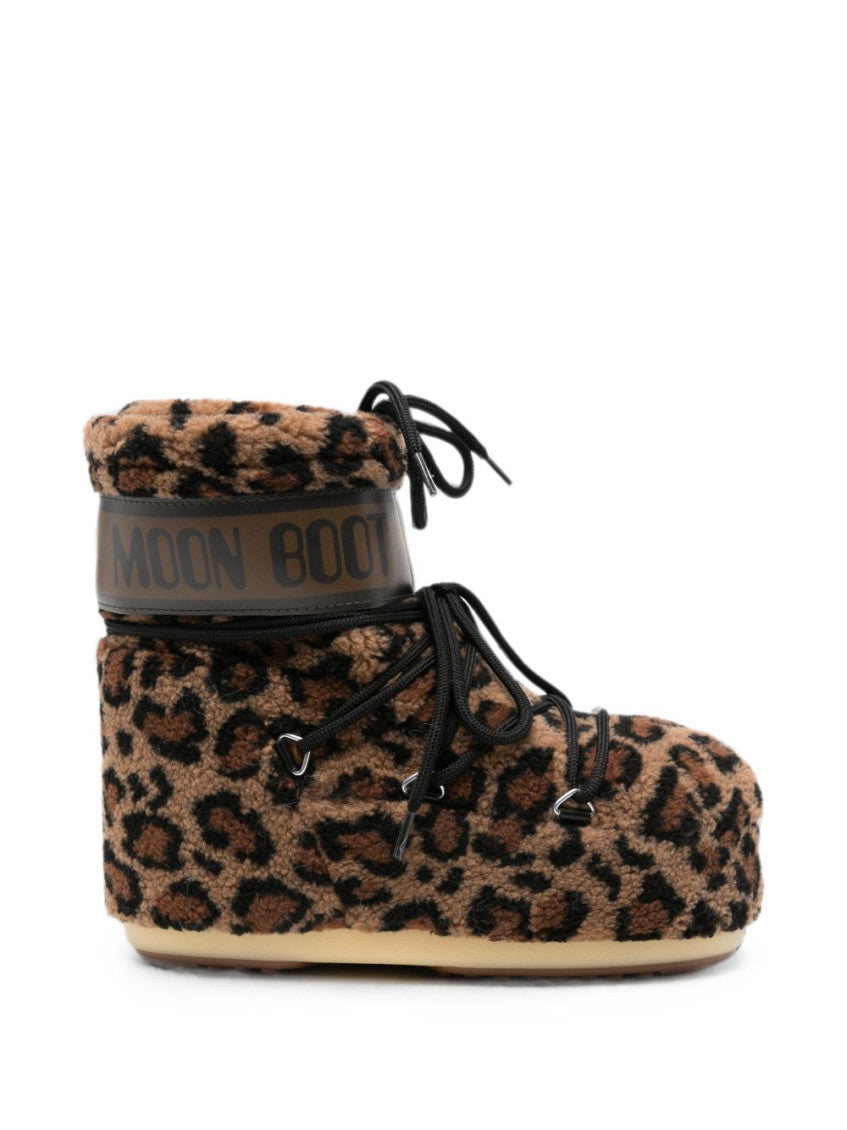 Leopard Print Lace Up Boots 1