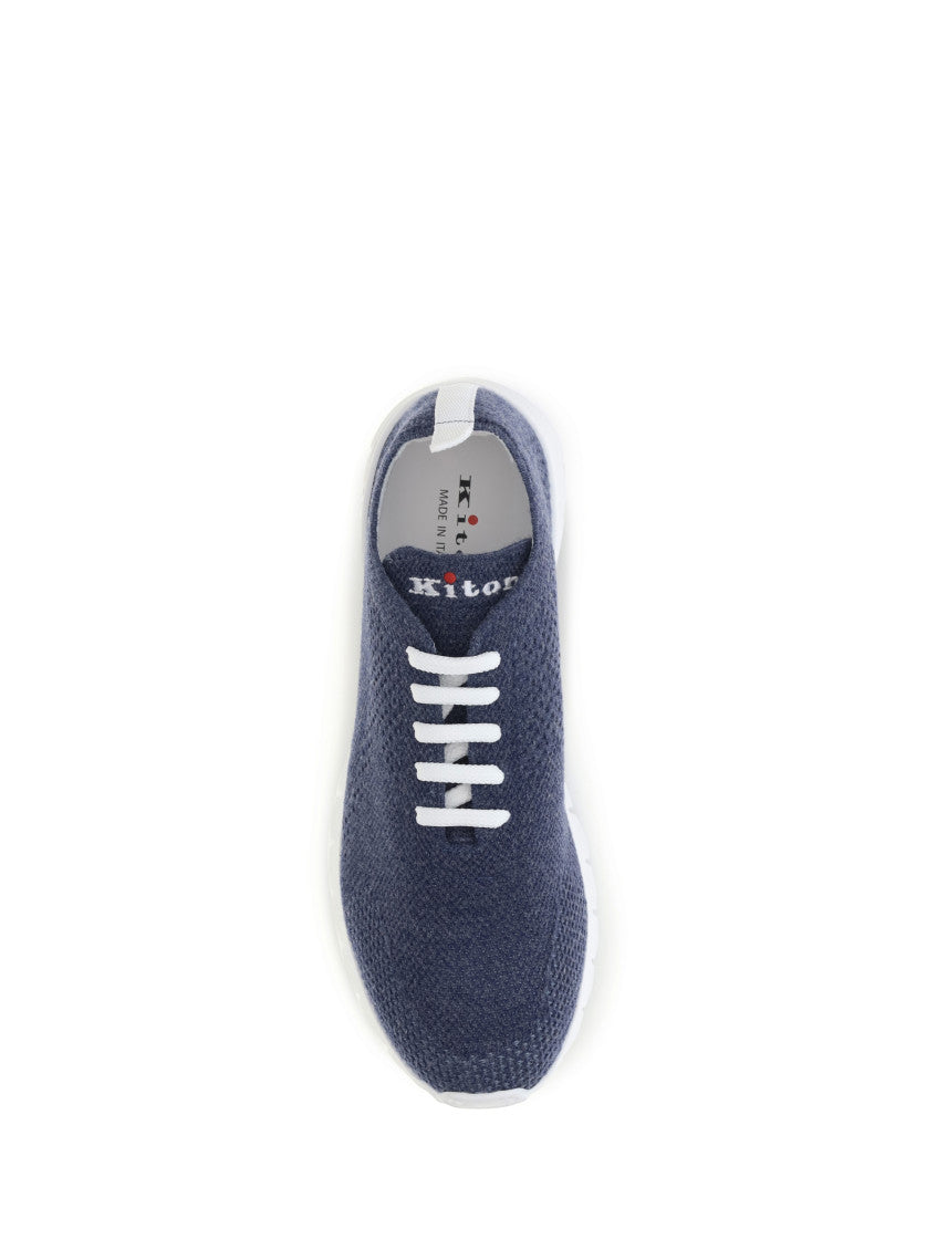Blue Stretch Knit Sneakers 4