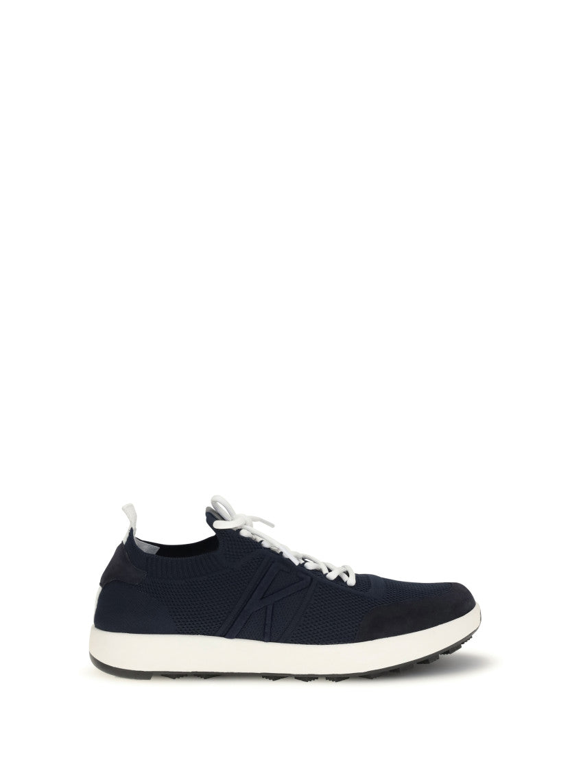 Blue Textured Knit Sneakers 1