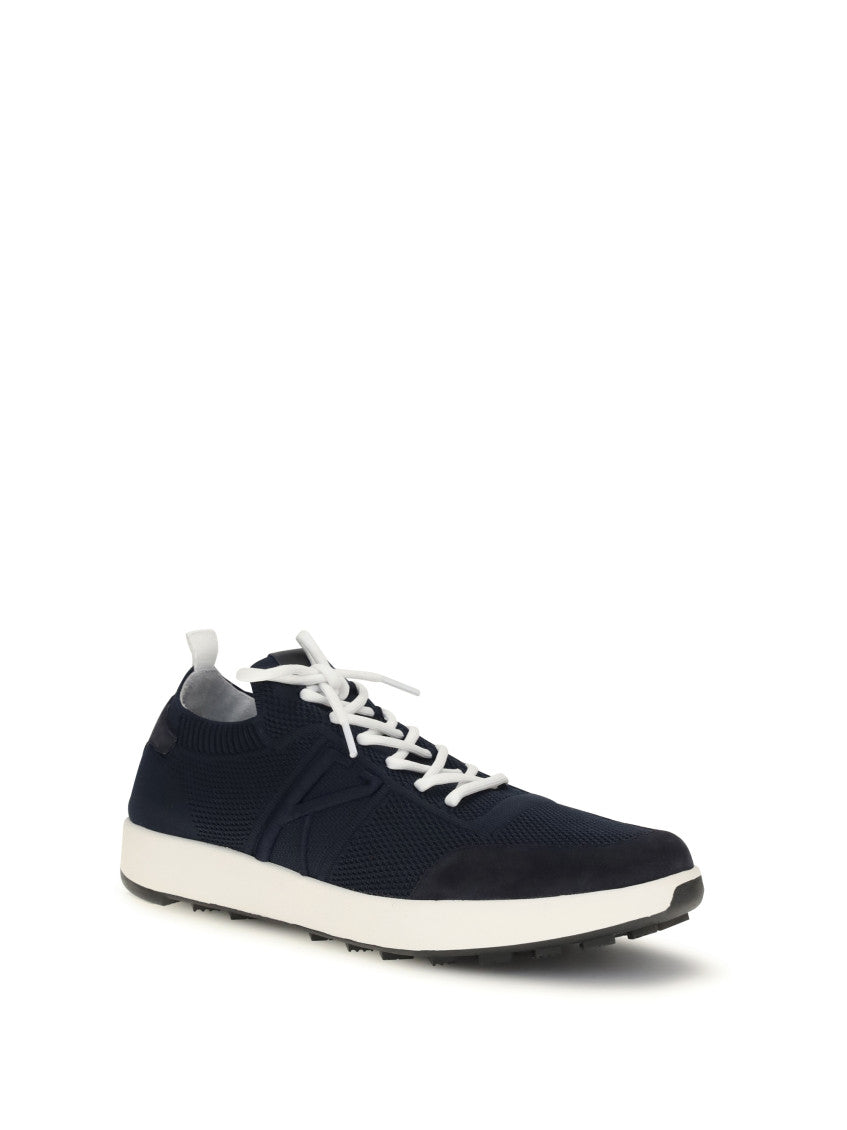 Blue Textured Knit Sneakers 2