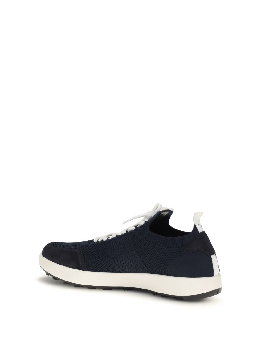 Blue Textured Knit Sneakers 3