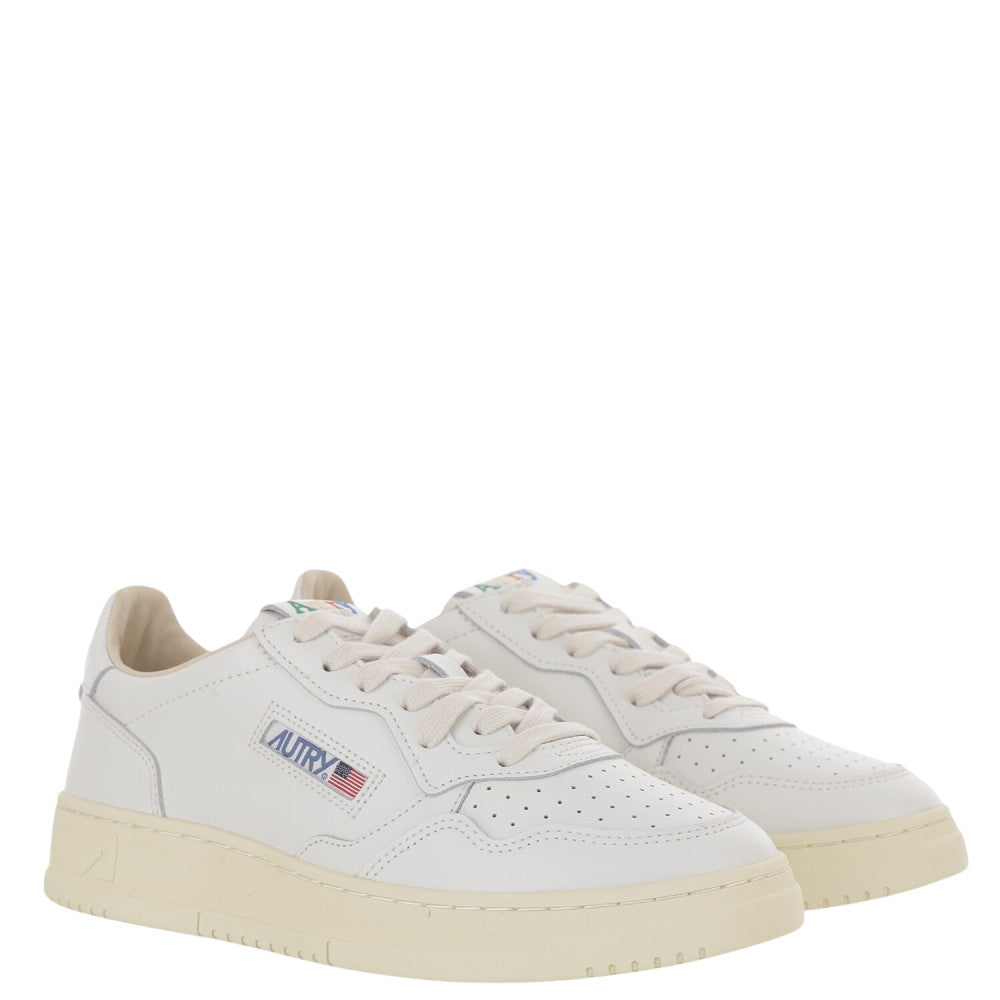White Perforated Medalist Low Sneakers 2