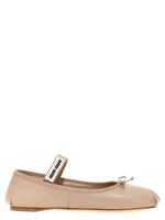 Beige Logo Leather Ballet Flats 1