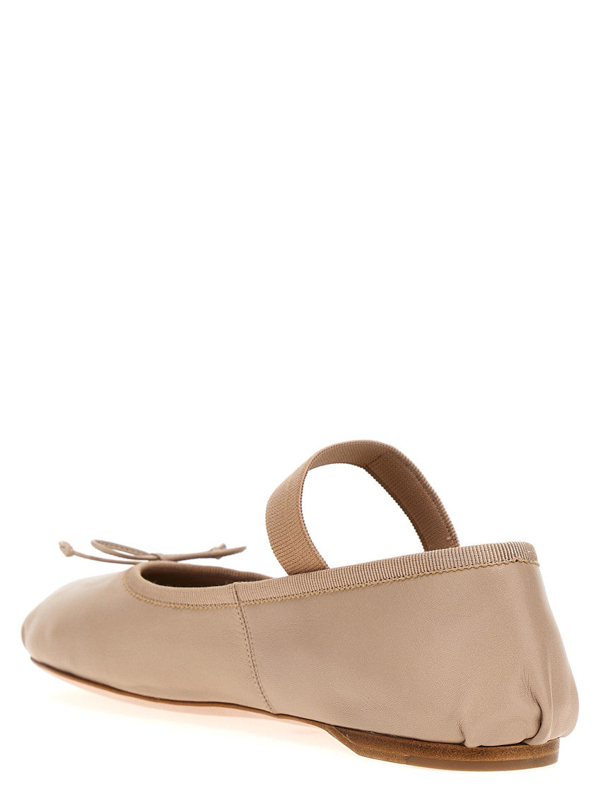 Beige Logo Leather Ballet Flats 2