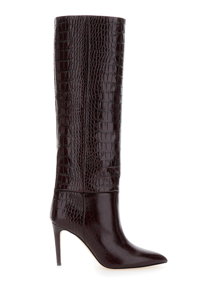 Maroon High Leather Boots 1