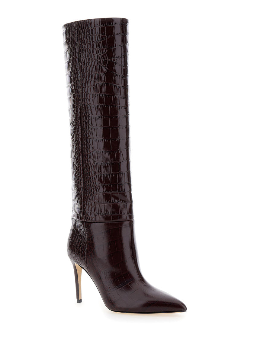 Maroon High Leather Boots 2