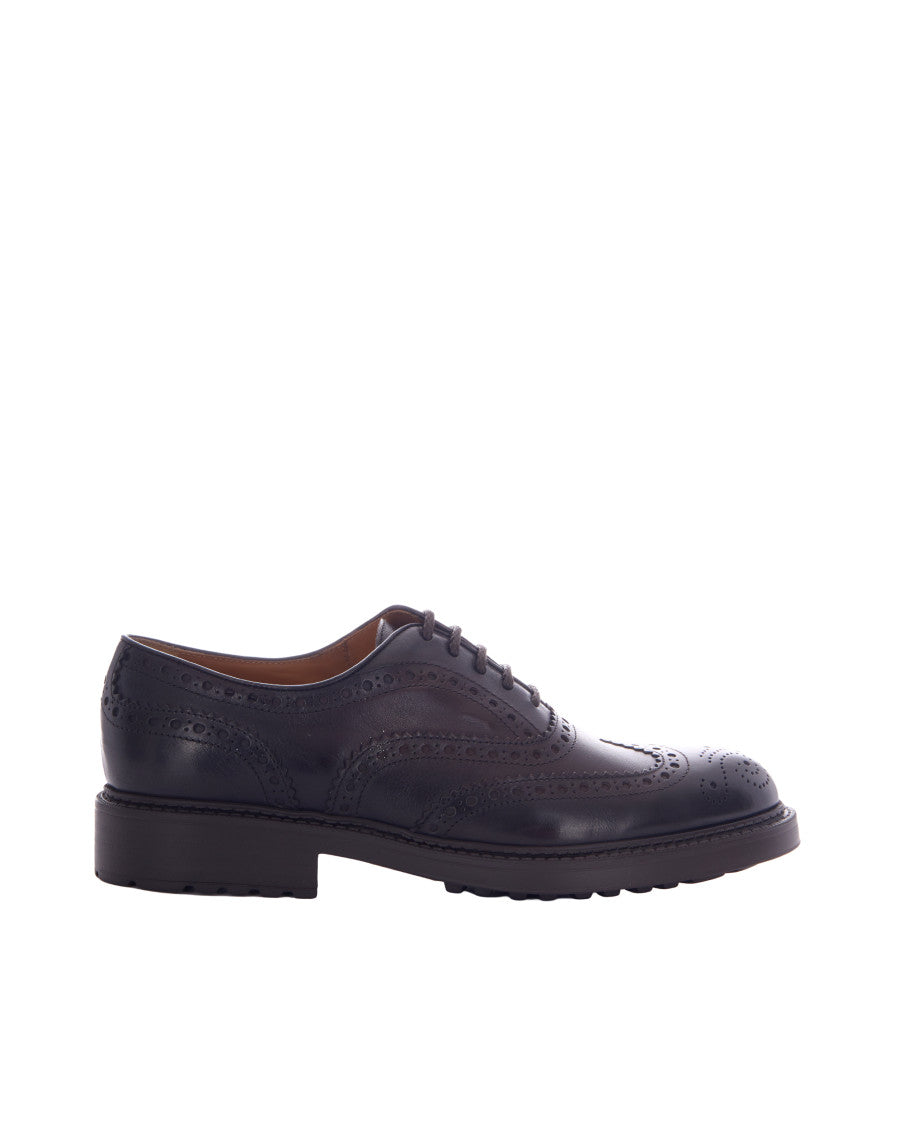 Brown Embroidered Lace Ups Shoes 1
