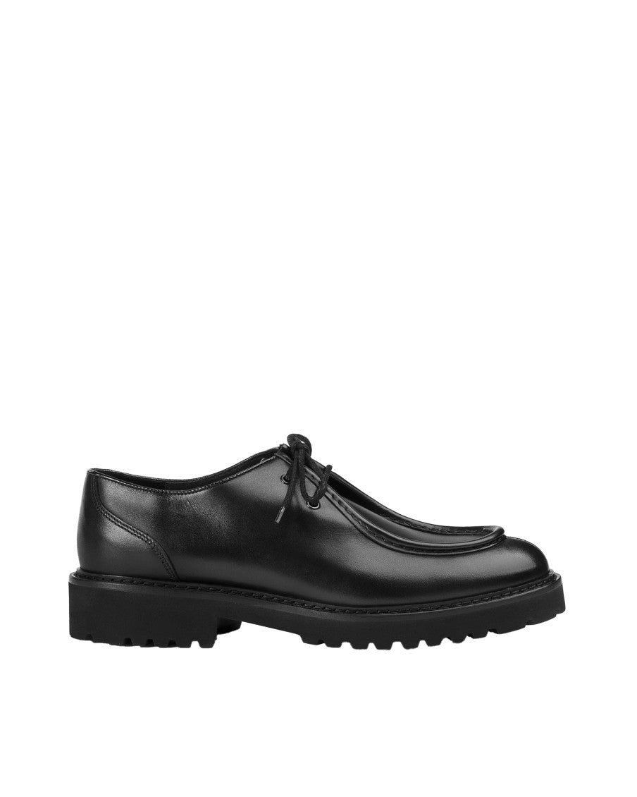 Black Solid Lace Ups Shoes 1
