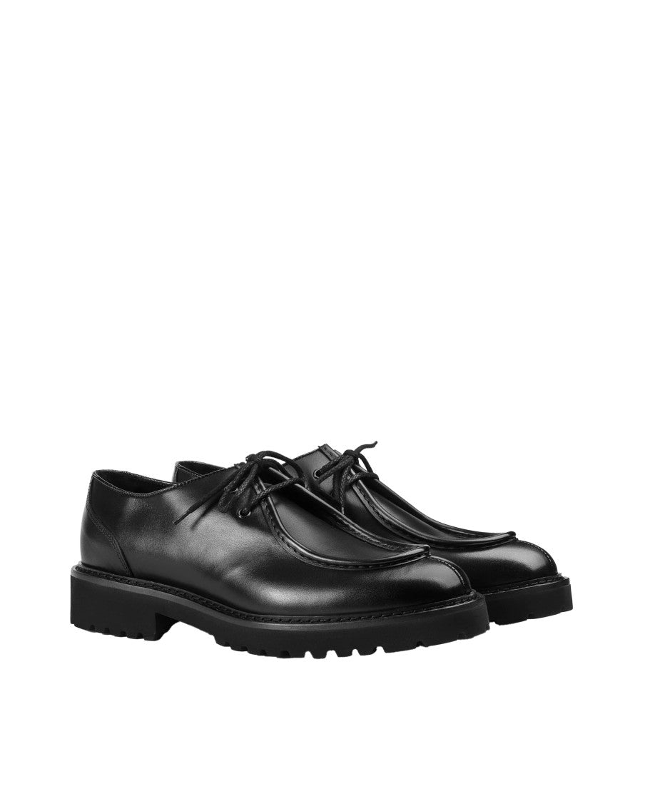 Black Solid Lace Ups Shoes 2