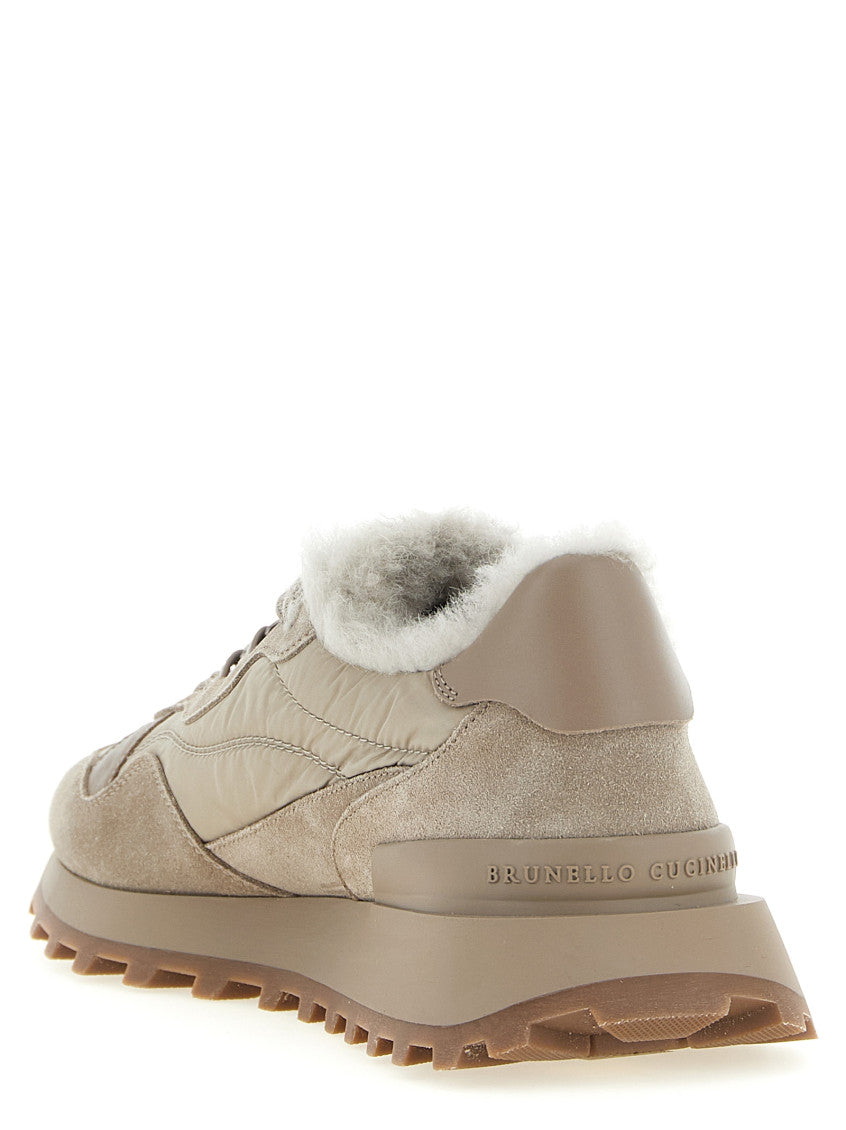 Beige Suede Lace-up Sneakers 3