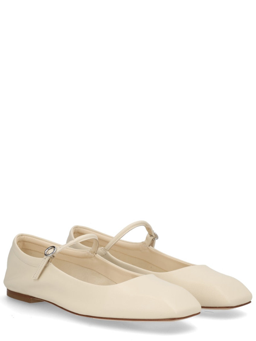 Off White Leather Ballet Flats 2