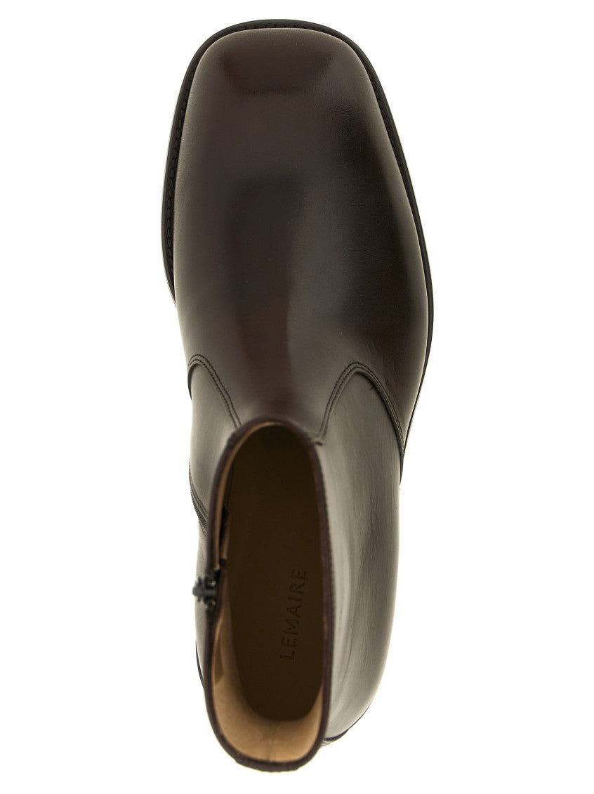Brown Zipper Ankle Boots 4