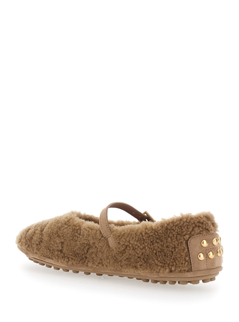 Beige Suede Ballet Shoes 3