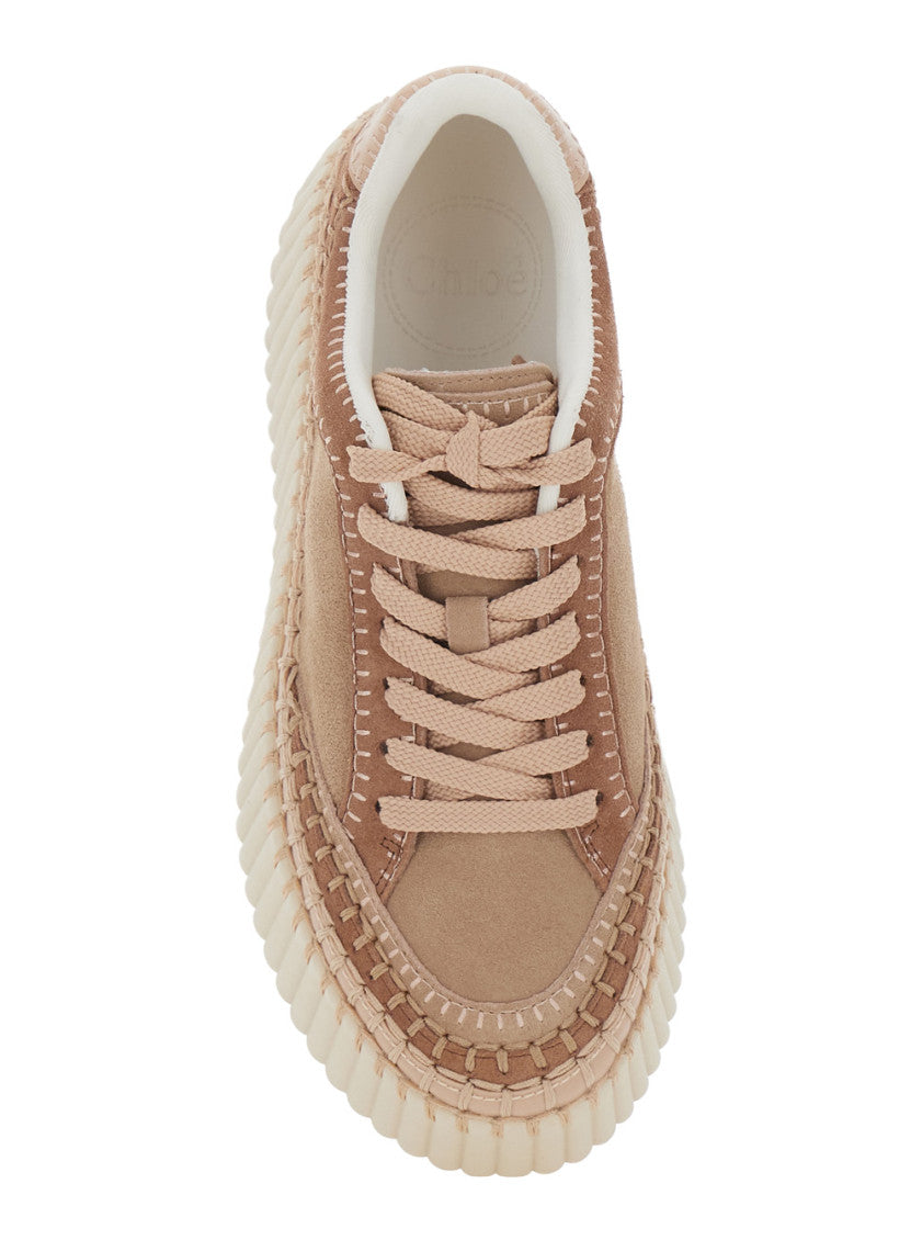 Beige Lace-up Sneakers 4