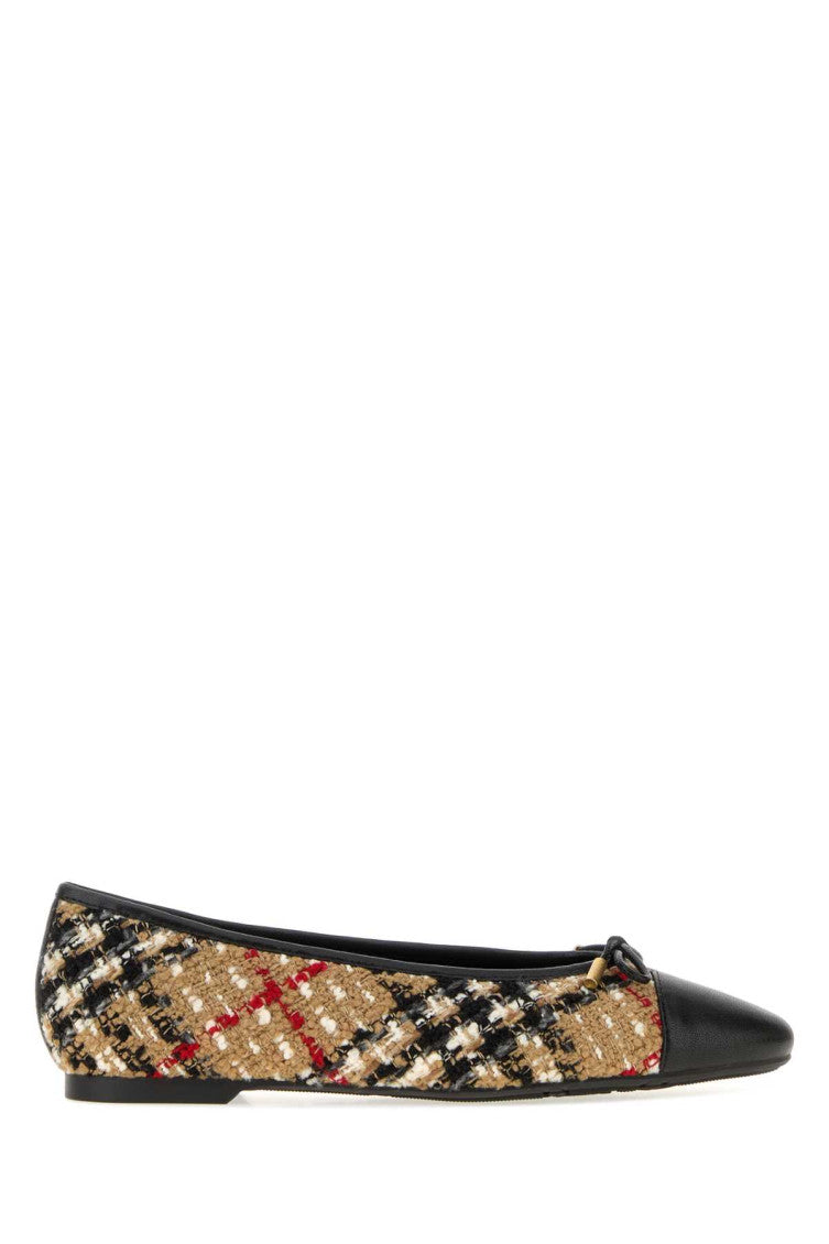 Beige Check Ballet Flats 1