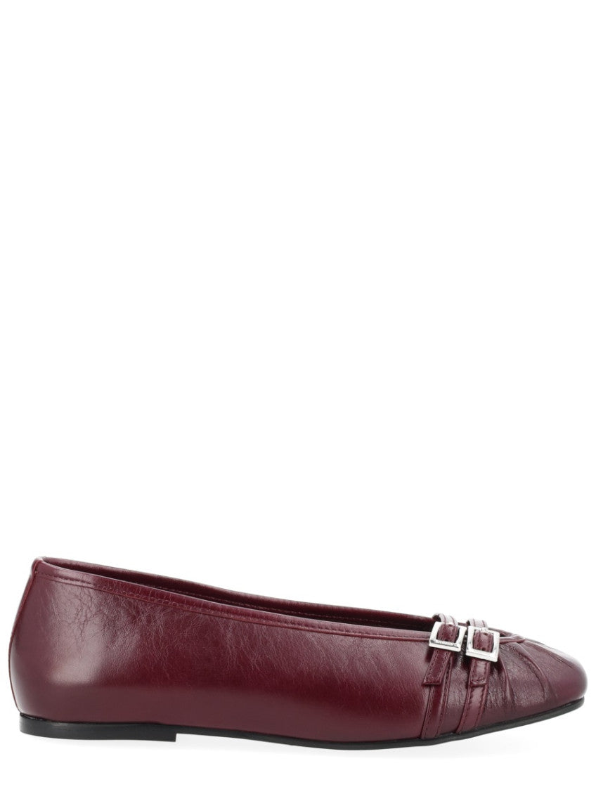 Burgundy Leather Ballet Flats 1