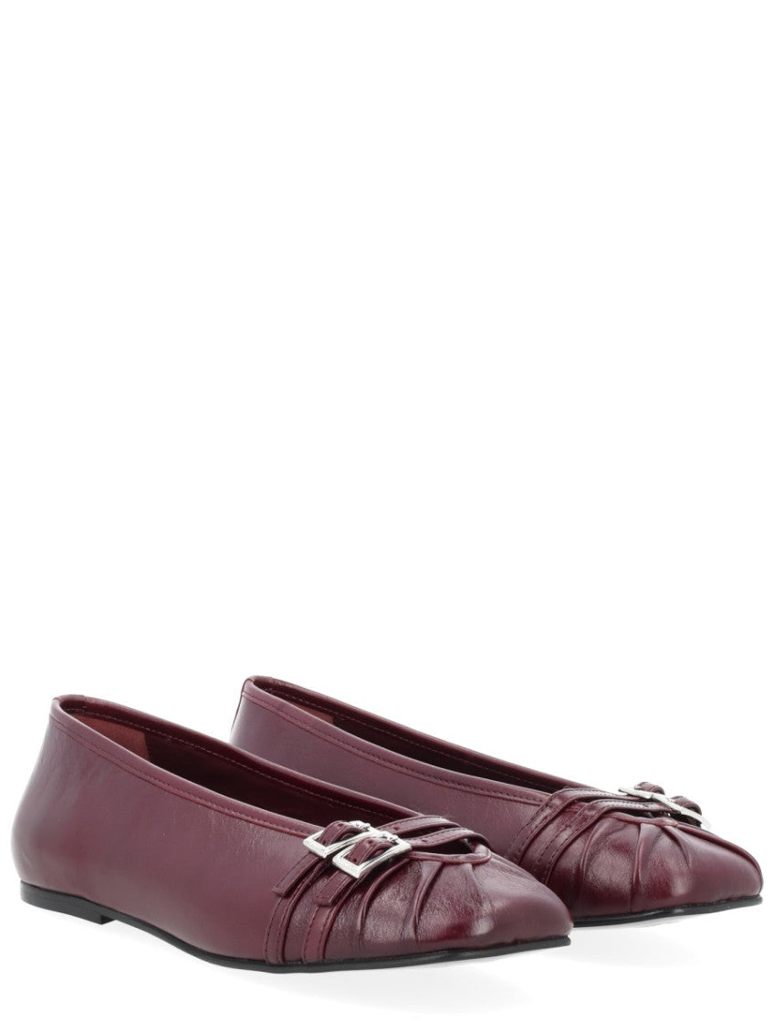 Burgundy Leather Ballet Flats 2