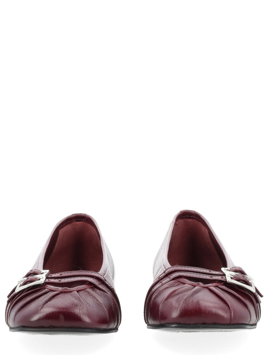 Burgundy Leather Ballet Flats 3