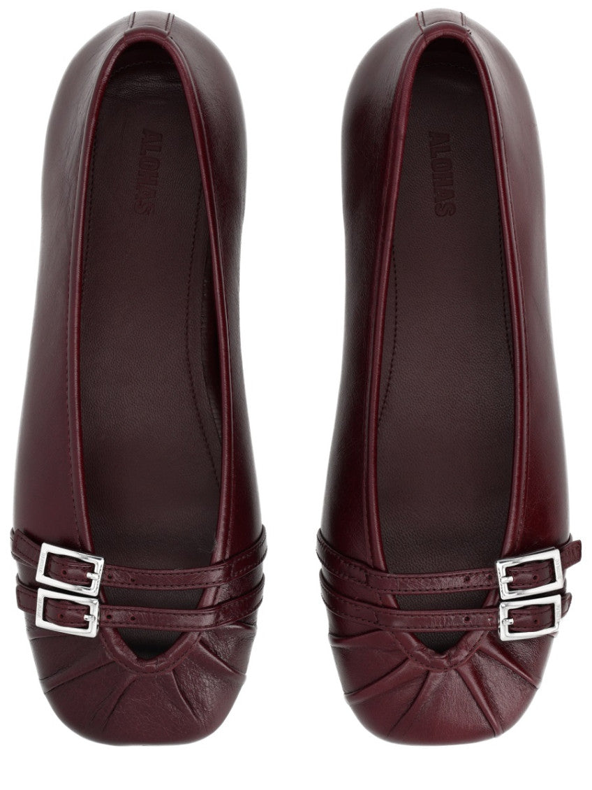 Burgundy Leather Ballet Flats 5