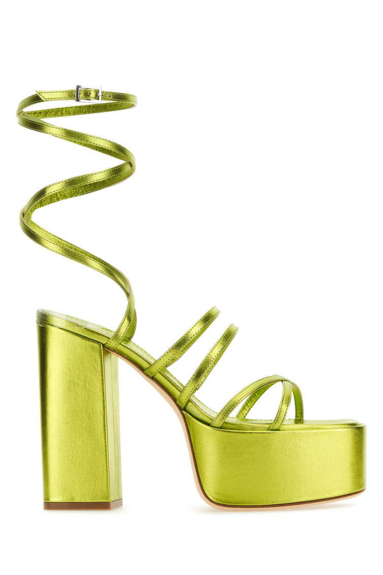 Green Leather Evita Heels 1