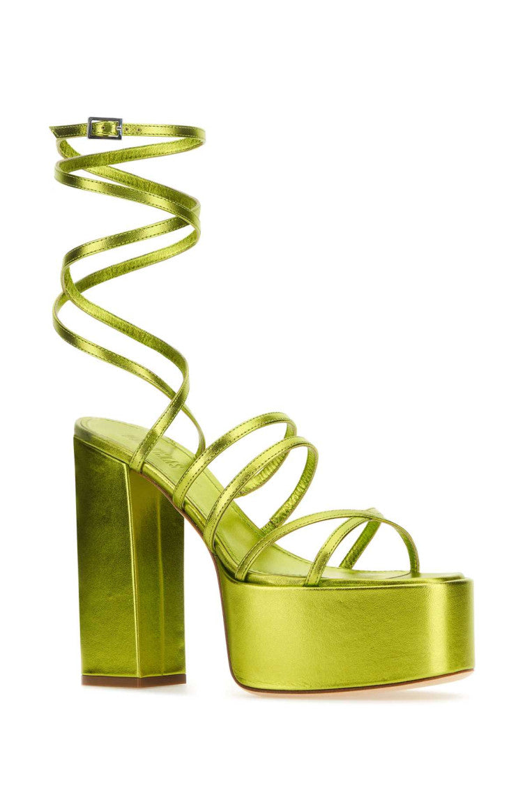 Green Leather Evita Heels 2