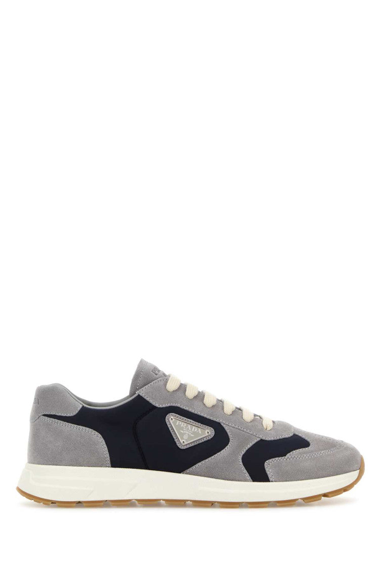 Grey Two-Tone Logo Sneakers 1