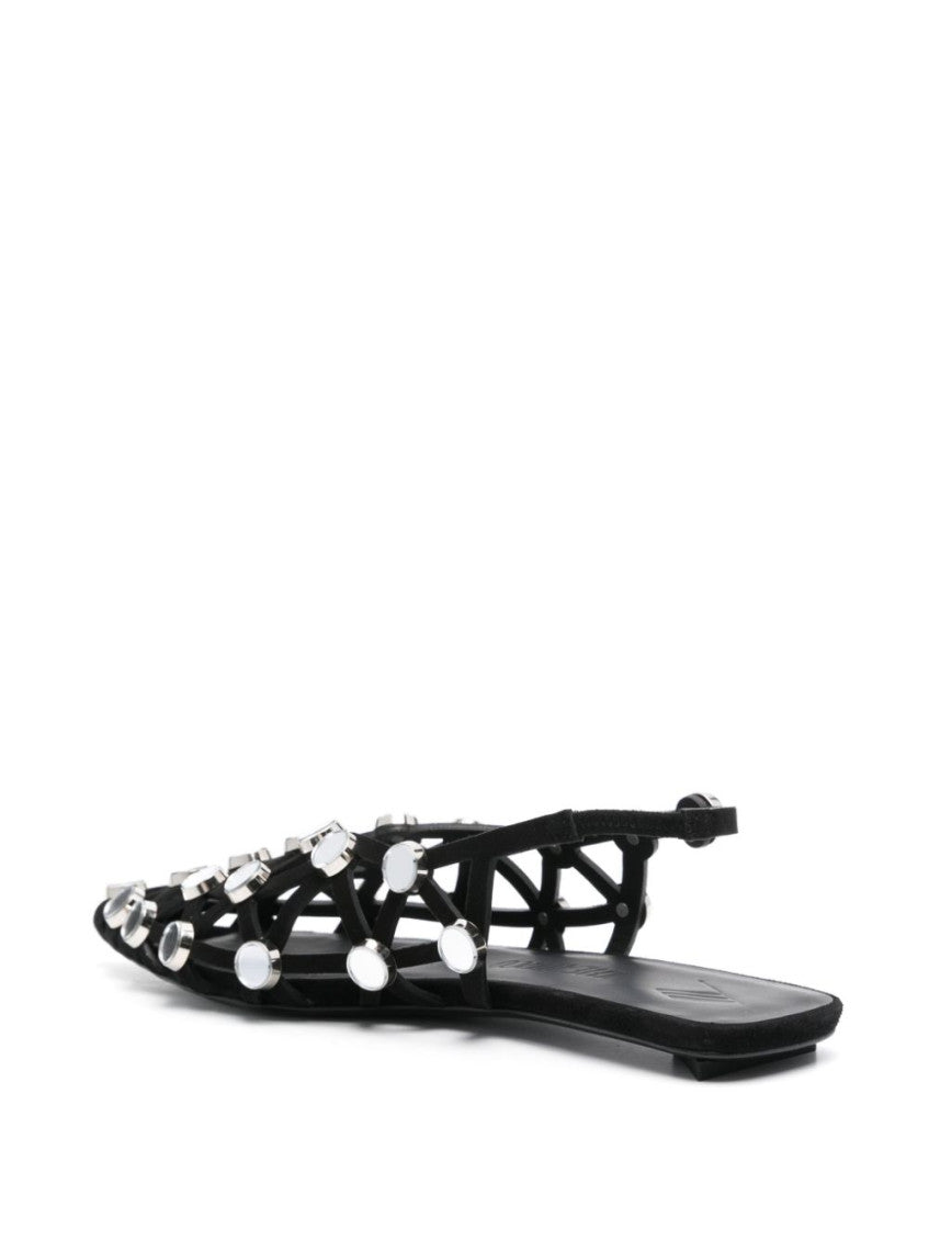 Black Grid Ballet Flats 2