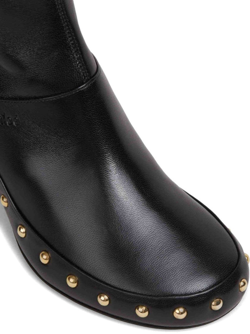 Black Round Toe Boots 4