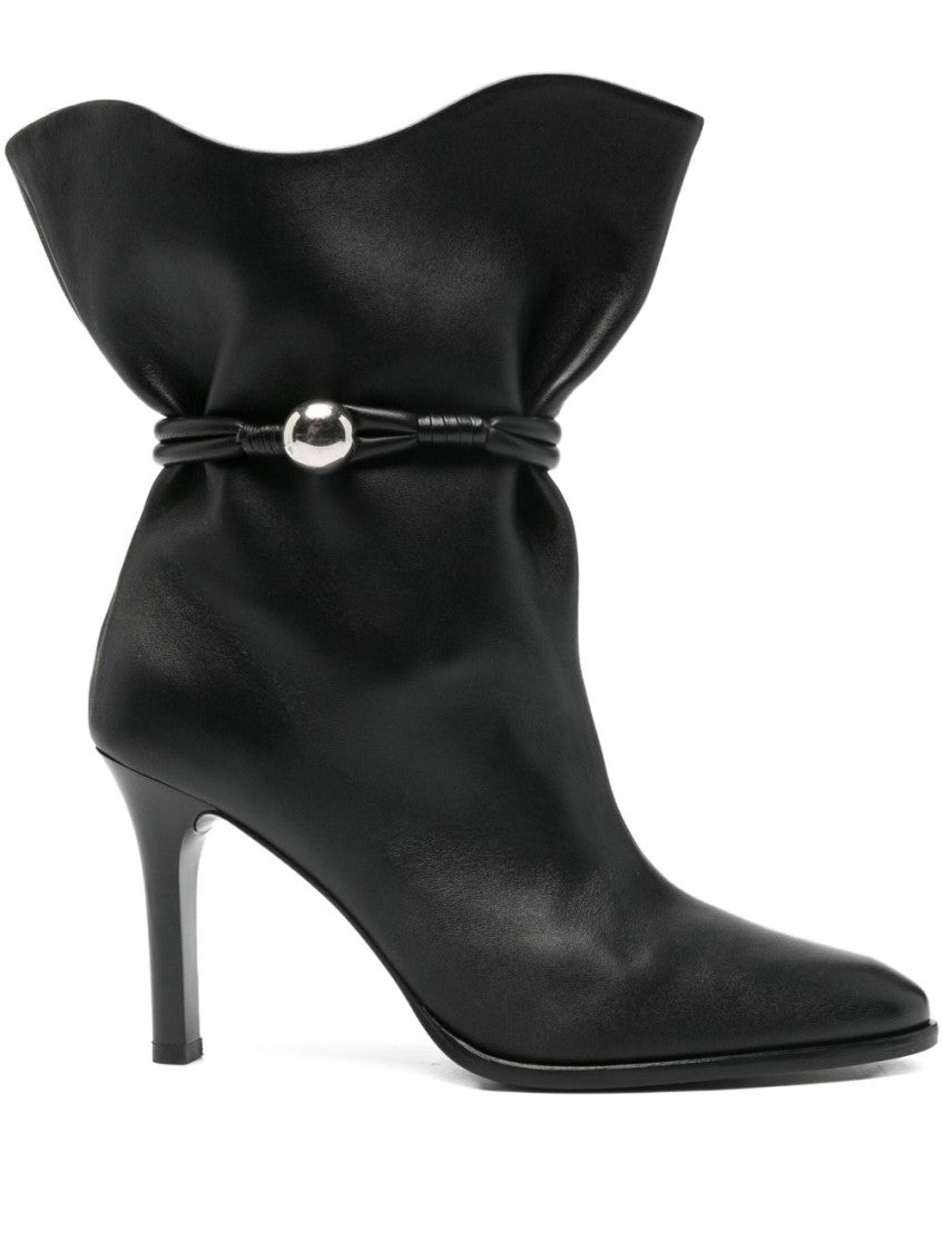 Black Solid Leather Boots 1