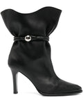 Black Solid Leather Boots 1