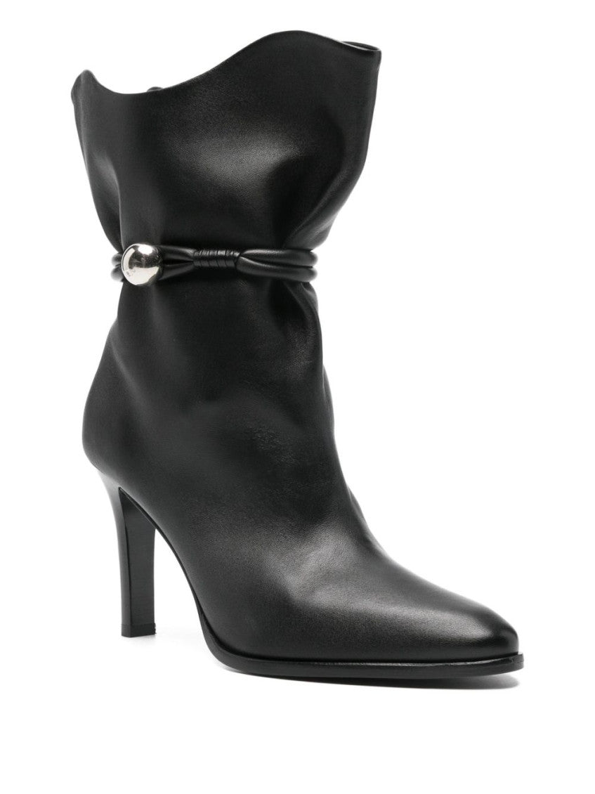 Black Solid Leather Boots 2