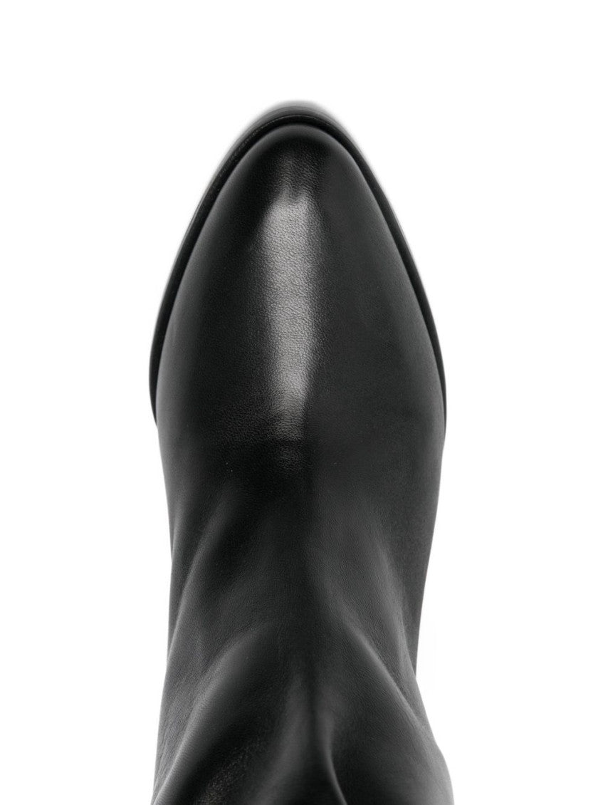 Black Solid Leather Boots 3