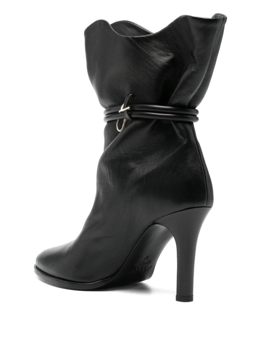 Black Solid Leather Boots 4