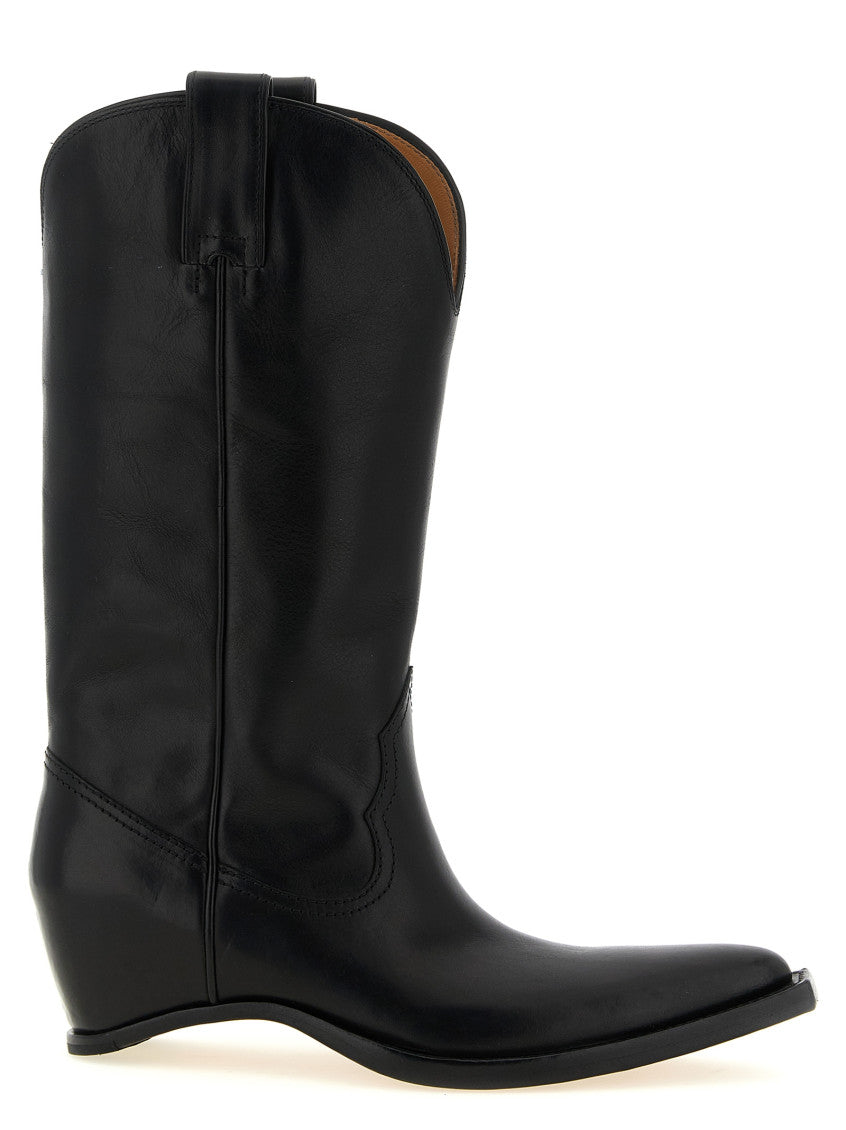 Black Solid Heel-Less Boots 1